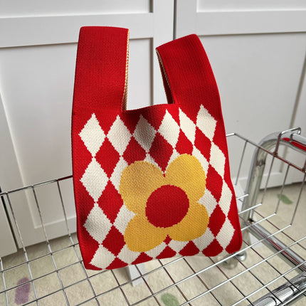 New Ins Bag Knitted Handbag Large Capacity Bucket Bag Versatile Daily Work Clothing Tote Bag Female Souvenir