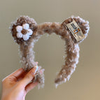 Coffee curly hair cloth label headband (DN1353)