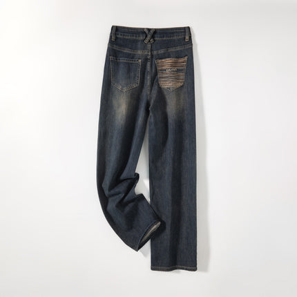 Spring 2026 Volcano Gray Women's Narrow Wide-Leg Jeans Versatile Floor-Length Straight-Leg Jeans for Women
