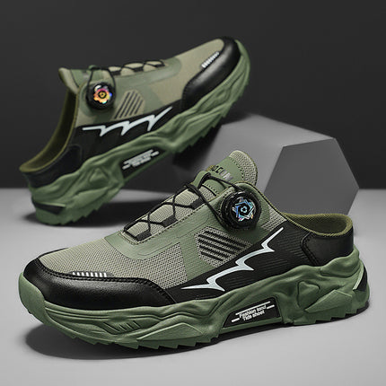 2025 Summer New Style Mesh Breathable sneaker Korean Style Half-support Trendy Men's Shoes Thick Sole Non-slip Casual Running Shoes