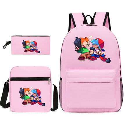 2021 Friday night backpack shoulder bag pencil case three-piece canvas schoolbag set