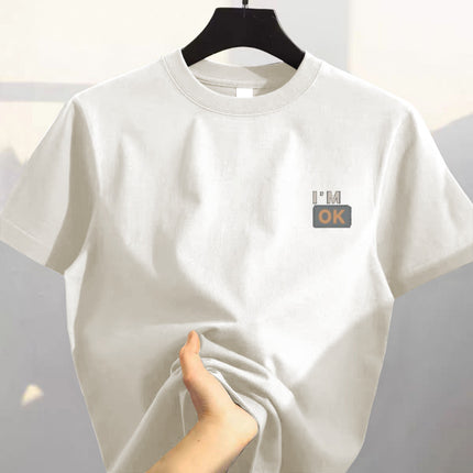 100% Cotton Short-Sleeved T-Shirt Men's Summer New Hong Kong Style Ins Trendy Brand Casual Simple Loose Versatile Half-Sleeved Top