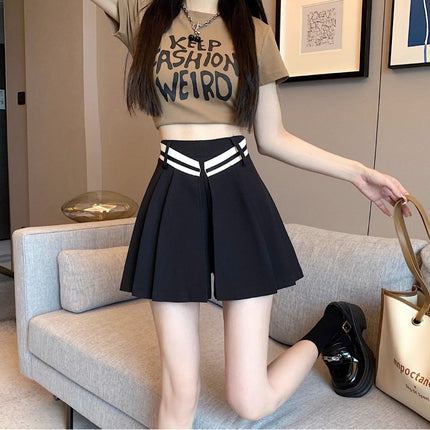2023 New Summer Design High-Waist Slim Pleated Culottes Niche Mini Sexy A-Line Women's Shorts Skirt