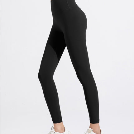No embarrassment line double-sided brushed nude yoga pants Women's European and American high waist hip lifting Peach Hip sports fitness pants