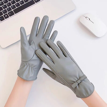 Women's autumn and winter touch screen leather gloves colorful thickened warm riding driving gloves fashion Korean style Foreign trade Wholesale