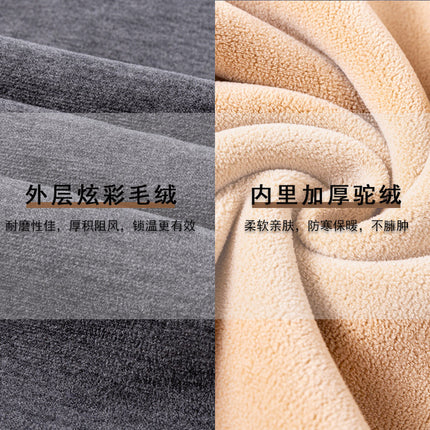 [camel wool warm pants] fleece-lined thick knee pants men's leggings winter warm one-piece velvet stretch autumn pants