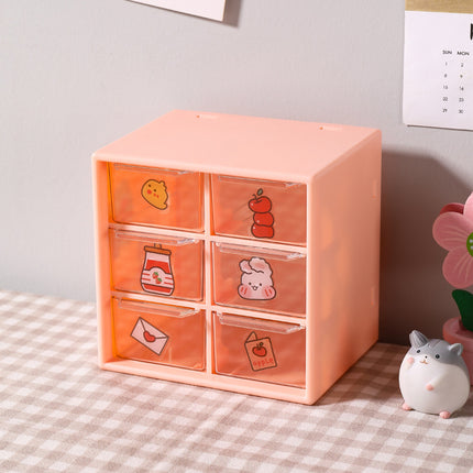 ZT0039 Student ins Jiugongge Pull-out Dustproof Storage Box Desktop Cosmetics Stationery Jewelry Six Palace