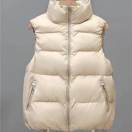 Women's Short Vest 2025 Autumn and Winter New Korean Style Loose Slimming Thick Cotton Vest Jacket Trendy