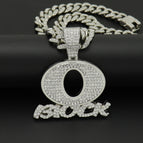 Silver pendant with 45cm diamond cuban chain