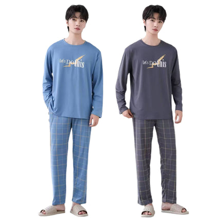 [Sold Out, Check for New Products] 2025 Autumn Pajamas for Men, Long-Sleeved, Loose-Fitting, Casual, Suitable for Wearing Outside as Loungewear