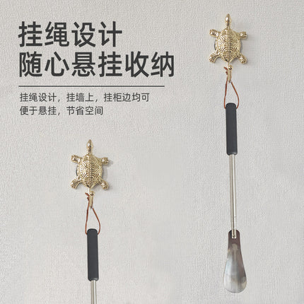 in stock wholesale retractable shoehorn long handle household shoe lifting device for the elderly and pregnant women wearing shoes portable one-piece hair