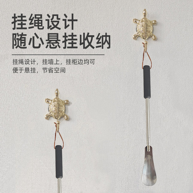 in stock wholesale retractable shoehorn long handle household shoe lifting device for the elderly and pregnant women wearing shoes portable one-piece hair
