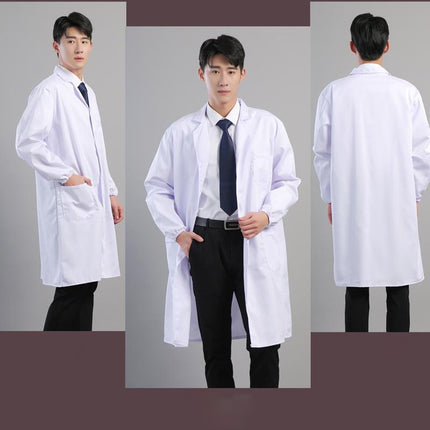 White Coat Long-sleeved Male and Female College Students Chemical Laboratory Coat Laboratory Doctor Nurse Coat Short-sleeved Physician Overalls Thick
