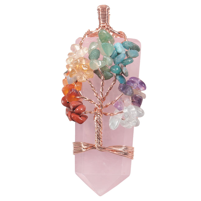 Natural Cut Crystal Stone Sword-shaped Wrap Crystal Gravel Tree of Life Pendant European and American Style Creative Crystal Pendant