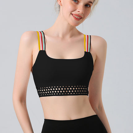 Europe and the United States cross-border foreign trade fashion hollow vest yoga clothing suit women's sports bra gathered fitness underwear bra