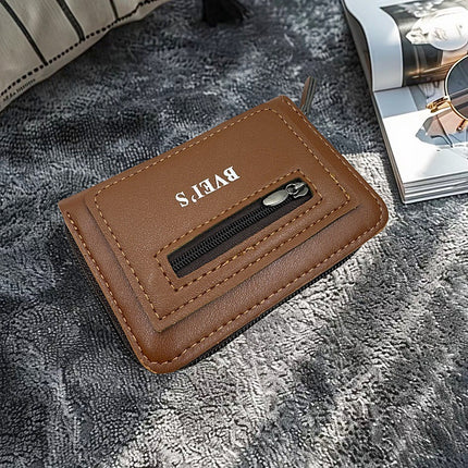 Men's Card Holder Wallet Accordion Style in Stock Pu Id Holder Fashionable Zipper Multi-Card Slot Coin Purse Wholesale Large Capacity