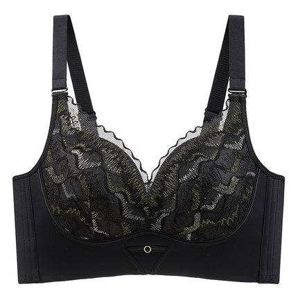 0.3CM Thin Large Cup Underwear Women's No Steel Ring Breathable 44 plus size Bra Push-up Adjustable Lace Hair