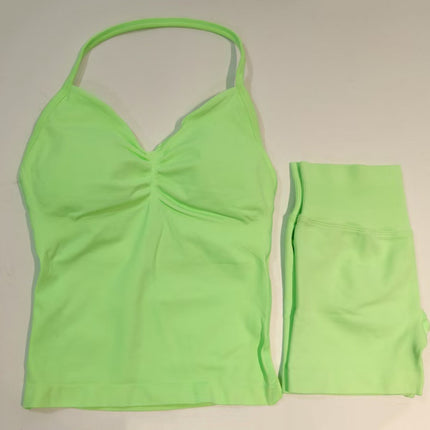 suit DF Amazon Explosions Shorts Small Bra High Elastic Superfine Extinction Nylon Hanging Neck Beauty Back Sports Vest