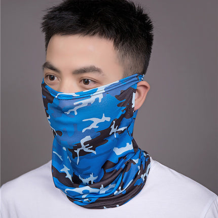 Sun Protection Mask Hat Summer Face Covering Neck Protection Outdoor Sunshade Fishing Breathable Ear Hanging Face Towel Ice Silk Hood Neck Scarf