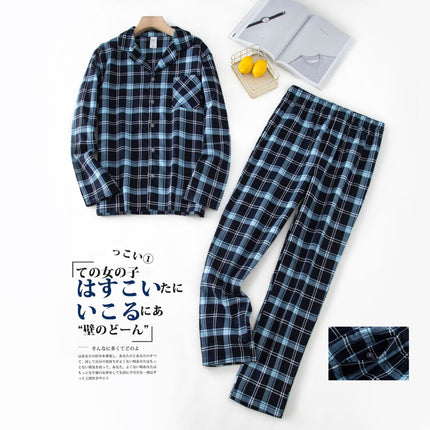 [Ready Stock] Men's Suit Long-Sleeved Pants Autumn and Winter Pajamas Velvet Plaid