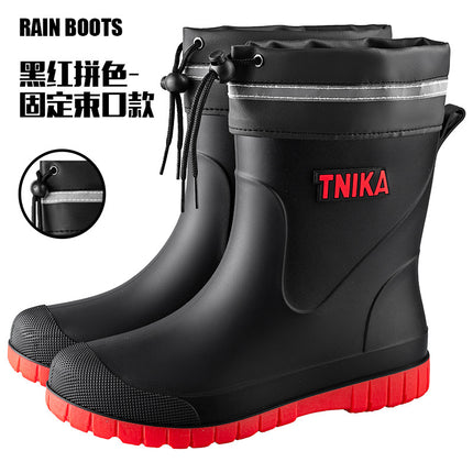 Men's Drawstring Multi-Height Outdoor All-Purpose Rain Boots 20/30/39 Medium-High Anti-Slip Fishing Wading Shoes Labor Protection Shoes