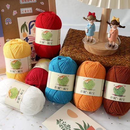 Combed Four-Strand Milk Cotton Medium Thick Wool Ball Wholesale Doll Scarf Thread Hand-Knitted DIY Crochet Material Package