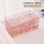 Transparent pink 72 grid jewelry box