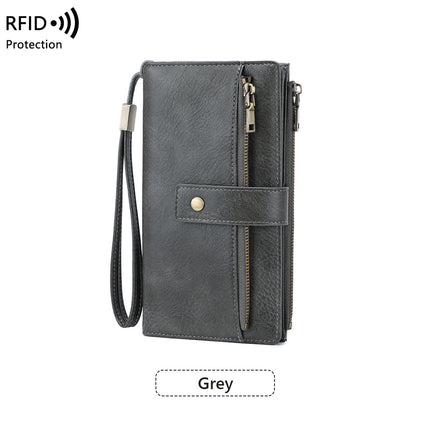 Cross-Border New Rfid Anti-Magnetic Women's Wallet with Multiple Card Slots 70% off Long Wallet European and American Retro Fashion Clutch Bag