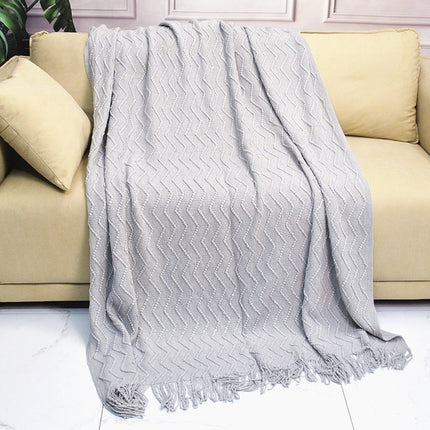 Knitted Blanket Scandinavian Pure Color Soft Maternal and Infant Grade Hotel Accessible Luxury Tassel Knitted Blanket Comfortable Office Nap Blanket
