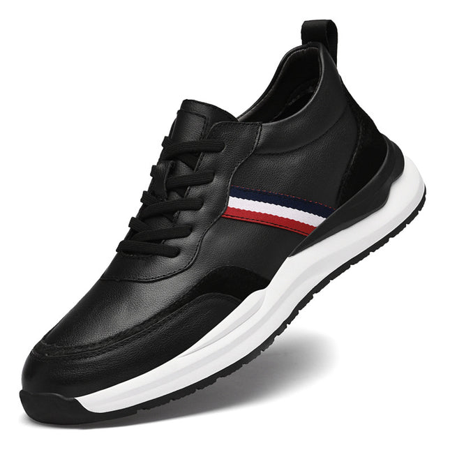 Men's shoes striped invisible inner height increasing shoes 8cm thick bottom white shoes 6 breathable trendy cowhide sneaker casual board shoes
