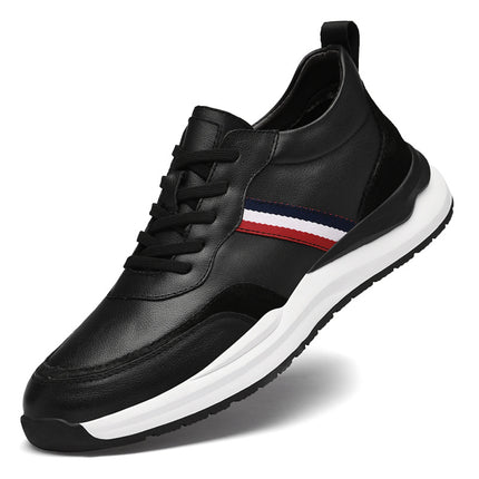 Men's shoes striped invisible inner height increasing shoes 8cm thick bottom white shoes 6 breathable trendy cowhide sneaker casual board shoes