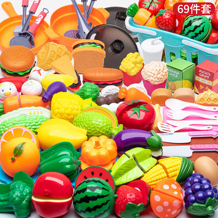 Cross-border Children's Play-house Fruit Chicing Simulation Kitchen Stove Girl Vegetable Cake Pizza Toy suit