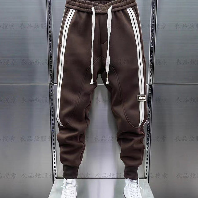 Foreign Trade Autumn and Winter New Casual Sweatpants Men's Trendy Brand Stitching Pants with Sticks and Pants Internet Popular Elastic Waist Stretch Haren Pants
