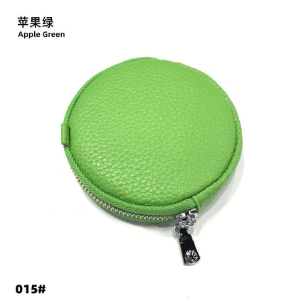 Mini Round Genuine Leather Small Coin Purse Bag Mother's Cowhide Women's Small Children's Zipper Key Coin Earphone Bag