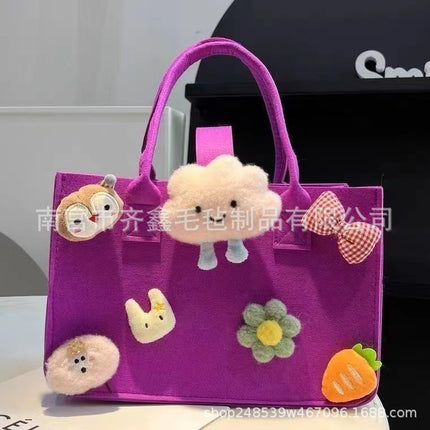 Factory Supplies Trendy Bags for 100-Day Celebrations, Birthday Favors, Cartoon Felt Bags, Student Lunch Box Storage