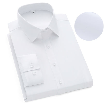Shirt men's business solid color men's and women's long sleeve professional dress a generation of embroidered LOGO men's white shirt