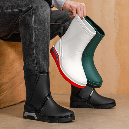 Cross-Border Mid-Tube Rain Boots for Men, Camping Non-Slip Non-Slip Rain Boots, Kitchen Work Rubber Shoes, Waterproof Shoes, Fishing Wading Boots