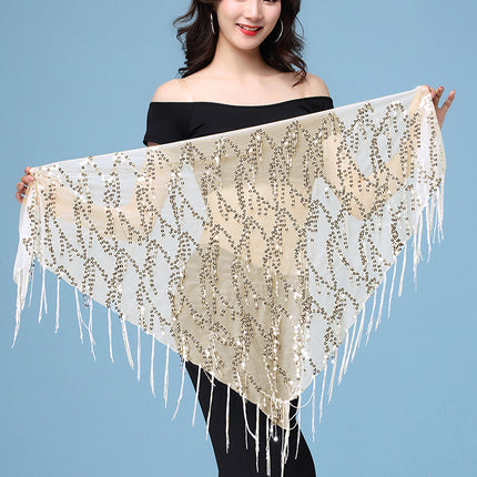 Belly Dance Waist Chain Sequin Tassel Triangle Scarf Performance Hip Scarf Practice Waist Chain Waist Scarf Hip Scarf Clothing Belt Wholesale
