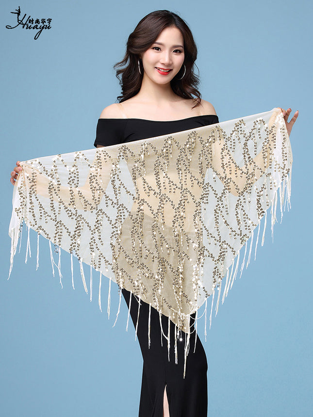 Belly Dance Waist Chain Sequin Tassel Triangle Scarf Performance Hip Scarf Practice Waist Chain Waist Scarf Hip Scarf Clothing Belt Wholesale