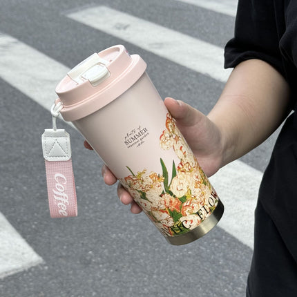 316 stainless steel lily of the valley coffee cup girls high color value double drinking straw cup car gift cup customization