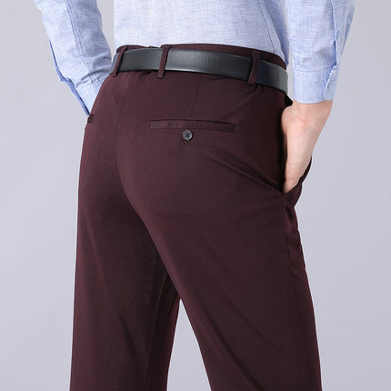 Cross-border Foreign Trade Business Men's Casual Pants Summer Thin Ice Silk Men's Pants Stretch Non-ironing Straight Pants Men's Pants