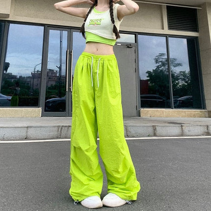 Ins Quick-Dry Umbrella Pants Summer Dopamine Thin Breathable Casual Pants Pleated Long Pants Loose Straight Pants Unisex