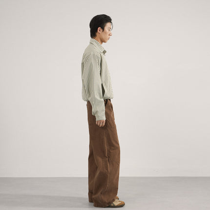 Jiamu American Brown Silhouette Scimitar Casual Pants for Men and Women Baggy Loose Wide-Leg Neutral Draped Banana Pants