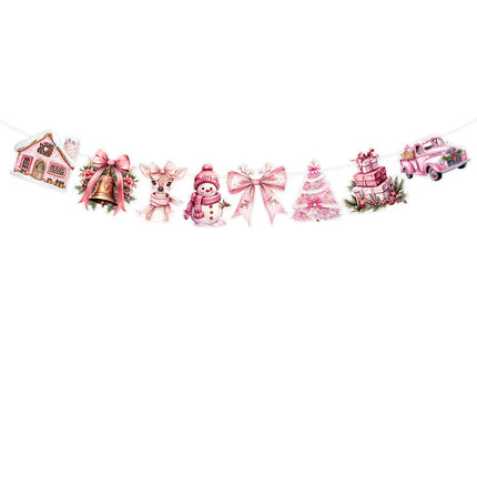 Amazon New Product Party Supplies Christmas Flag Set Christmas Garland Banner Venue Decoration