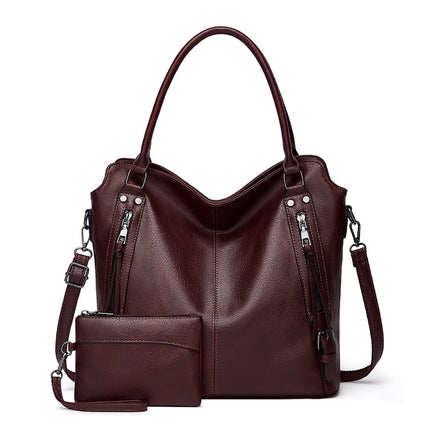 2024 New Women's Bag European and American Big Bag Foreign Trade Portable Tote Bag Soft Leather Large Capacity Shoulder Crossbody Women's Bag