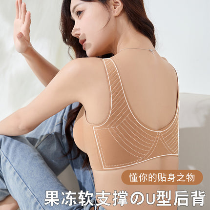 plus size Front Buckle Underwear Women's Big Chest Push-up Bra Summer Thin Non-rims Sports Traceless Beauty Vest-style Bra
