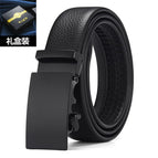 Pure black square buckle belt [gift box] / 120cm