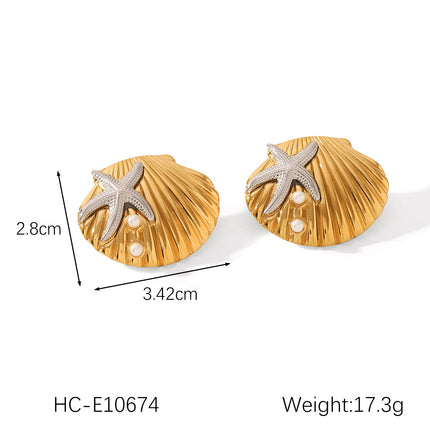 European and American design sense stainless steel earrings gold and silver color matching smooth geometric texture earrings sun five-pointed star earrings for women
