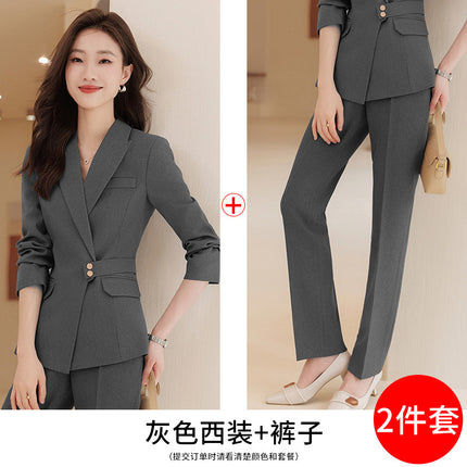 Suit suit Women's Spring and Autumn Business Wear Temperament Goddess Fan Waist Tight Business Dress Workplace Office Workers High-end Suit