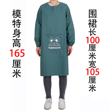 Long sleeve apron overalls oil-proof waterproof adult men's and women's overalls kitchen work work anti-dress apron wholesale